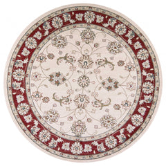 8' Round  Polypropylene Ivory or Red Area Rug