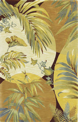 4'x6' Coral Red Ivory Hand Tufted Tropical Leaves Indoor Area Rug