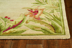 4'x6' Ivory Hand Tufted Bordered Tropical Plant Indoor Area Rug