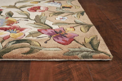 4'x6' Antique Beige Hand Tufted Bordered Butterfly Floral Indoor Area Rug