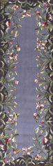 8'Lavender Hand Tufted Bordered Floral Indoor Runner Rug