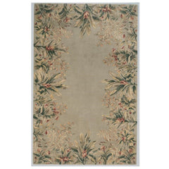 8' Sage Green Hand Tufted Bordered Floral Indoor Runner Rug