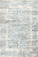 5'x8' Ivory Blue Machine Woven Distressed Floral Traditional Indoor Area Rug