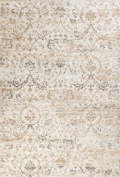 5'x8' Beige Machine Woven Floral Traditional Indoor Area Rug
