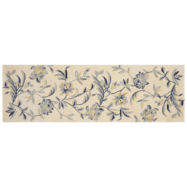 2' x 8'  Runner Wool Ivory or Blue Area Rug