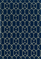 5' x 7' Navy Geometric Trellis UV Treated Indoor Area Rug