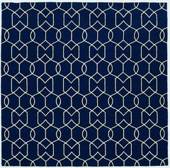 5' x 7' Navy Geometric Trellis UV Treated Indoor Area Rug