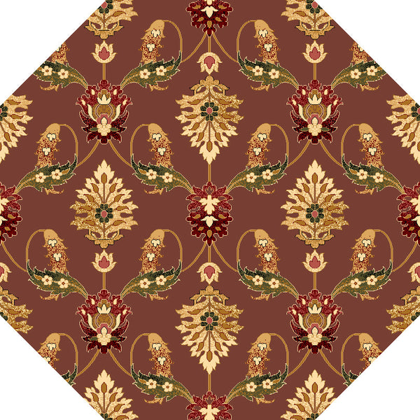 7' Octagon Plum Floral Vines Indoor Area Rug