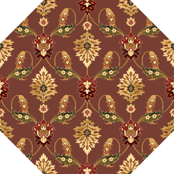 7' Octagon Plum Floral Vines Indoor Area Rug