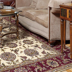 Ivory Red Machine Woven Traditional Octagon Indoor Area Rug