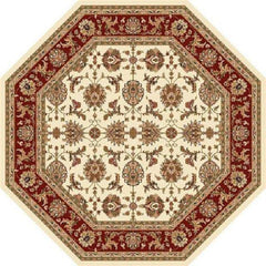 Ivory Red Machine Woven Traditional Octagon Indoor Area Rug