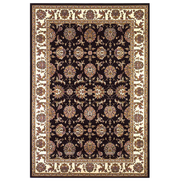 Black Ivory Machine Woven Traditional Octagon Indoor Area Rug