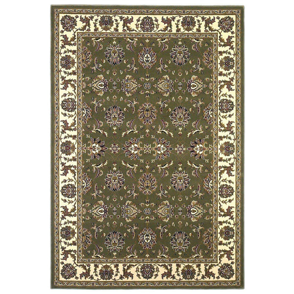 Green Ivory Machine Woven Traditional Octagon Indoor Area Rug
