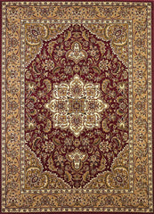 Red Beige Machine Woven Traditional Medallion Octagon Indoor Area Rug