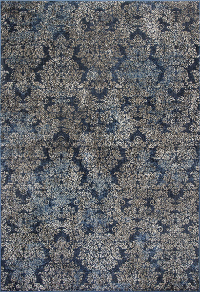 5'x8' Slate Blue Machine Woven Damask Indoor Area Rug