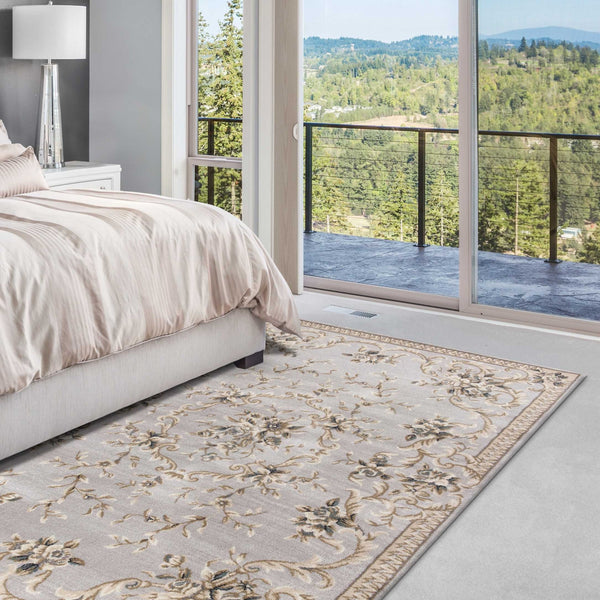 8'x10' Light Grey Floral Indoor Area Rug