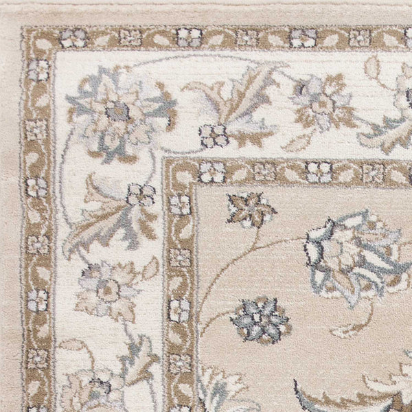8' x 10' Beige or Ivory Floral Vine Bordered Indoor Area Rug