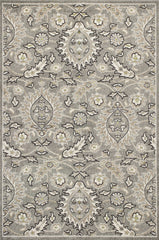 8'x11' Grey Machine Woven UV Treated Floral Traditional Indoor Outdoor Area Rug