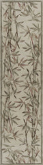 2' x 10' Ivory Bamboo Leaves Wool Indoor Runner Rug
