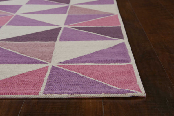 6'7 x 9'6 Polyester Ivory Pink Area Rug