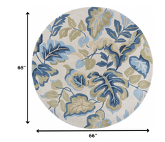 5'6 Round Polyester Ivory Area Rug