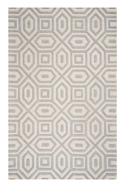 5'x8' Grey Hand Tufted Geometric Indoor Area Rug