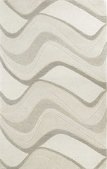 5'x8' Ivory Hand Tufted Abstract Waves Indoor Area Rug