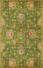 5'x8' Emerald Green Hand Tufted Traditional Floral Indoor Area Rug