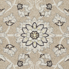 2'x4' Beige Grey Machine Woven UV Treated Floral Traditional Indoor Outdoor Accent Rug