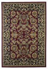 2'x3' Red Black Machine Woven Floral Traditional Indoor Accent Rug