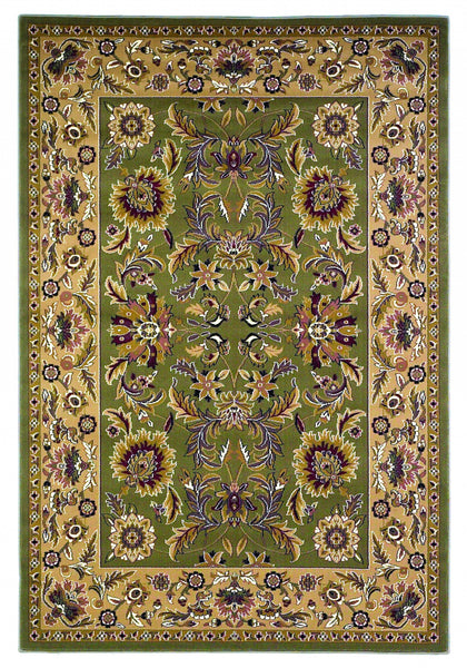 2'x3' Green Taupe Machine Woven Floral Traditional Indoor Accent Rug