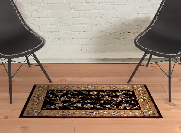 2' x 3' Polypropylene Black or Beige Accent Rug