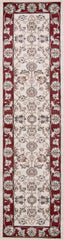 8' Ivory Red Bordered Floral Indoor Runner Rug