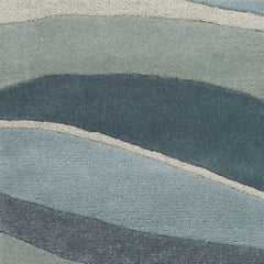 2'x4' Ocean Blue Teal Hand Tufted Abstract Waves Indoor Accent Rug