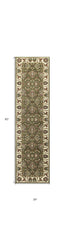 2' x 8' Green or Ivory Traditional Runner Rug