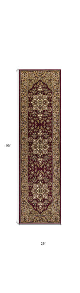 2' x 8' Red or Beige Medallion Runner Rug