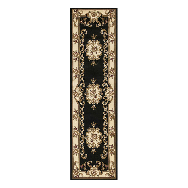 2' x 8' Black or Ivory Medallion Runner Rug
