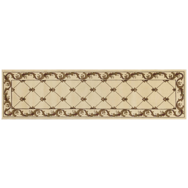 2' x 8' Ivory Fleur de Lis Runner Rug