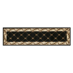 2' x 8' Black Fleur de Lis Runner Rug
