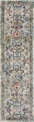 7' Light Blue Machine Woven Distressed Floral Traditional Indoor Runner Rug