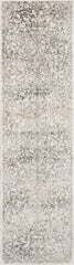 7' Ivory Machine Woven Distressed Floral Vines Indoor Runner Rug