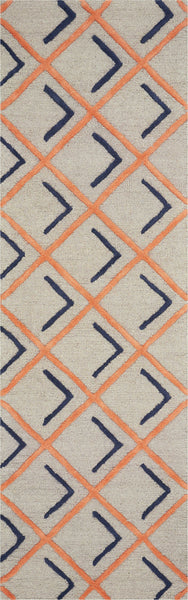 2'3 x 7'6 Runner Wool Tangerine Indigo Area Rug