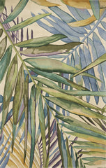 2' x 4' Multicolor Leaves Wool Area Rug