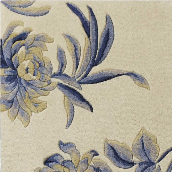 30 x 50 Wool Ivory or Blue Area Rug