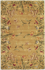 2' x 4' Gold Tulips Wool Area Rug