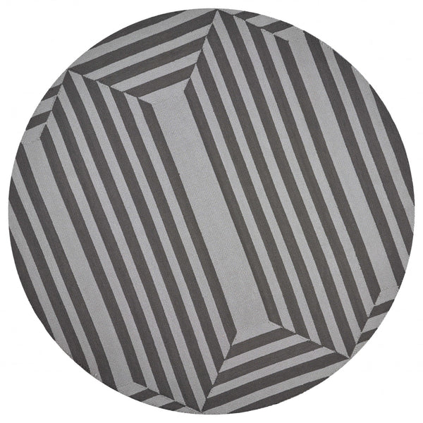 7' Round  UV treated Polypropylene Charcoal Area Rug