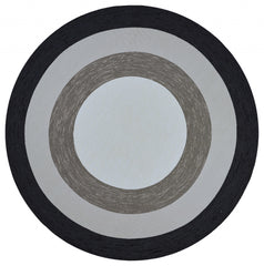 7' Charcoal Grey Hand Hooked UV Treated Bordered Round Indoor Outdoor Area Rug