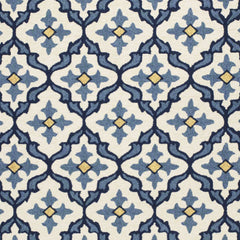 8'  Ivory Blue Hand Hooked UV Treated Coastal Reef Round Indoor Outdoor Area Rug