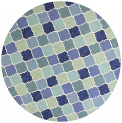 7' Round UV treated Polypropylene Blue Area Rug