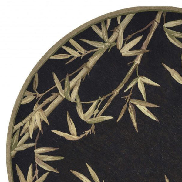 5' Round  Wool Black Area Rug